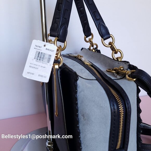 COACH Dreamer 27 Whipstitch Colorblocked Mixed Leather & Suede Satchel-Ink Mult⭐ - Picture 16 of 16